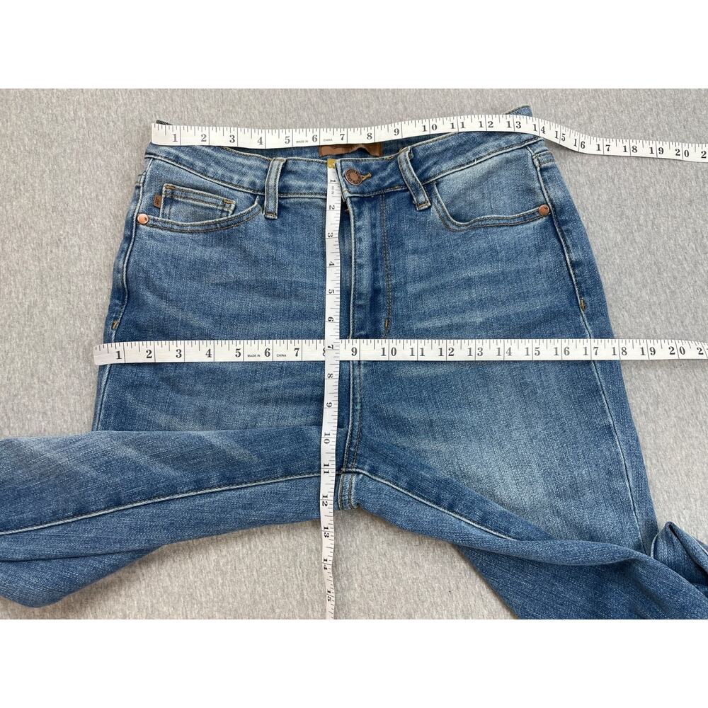 Judy Blue Jeans Womens 7/28 Blue Cotton Blend Stretch Shearling Cuffed Straight - Picture 9 of 10